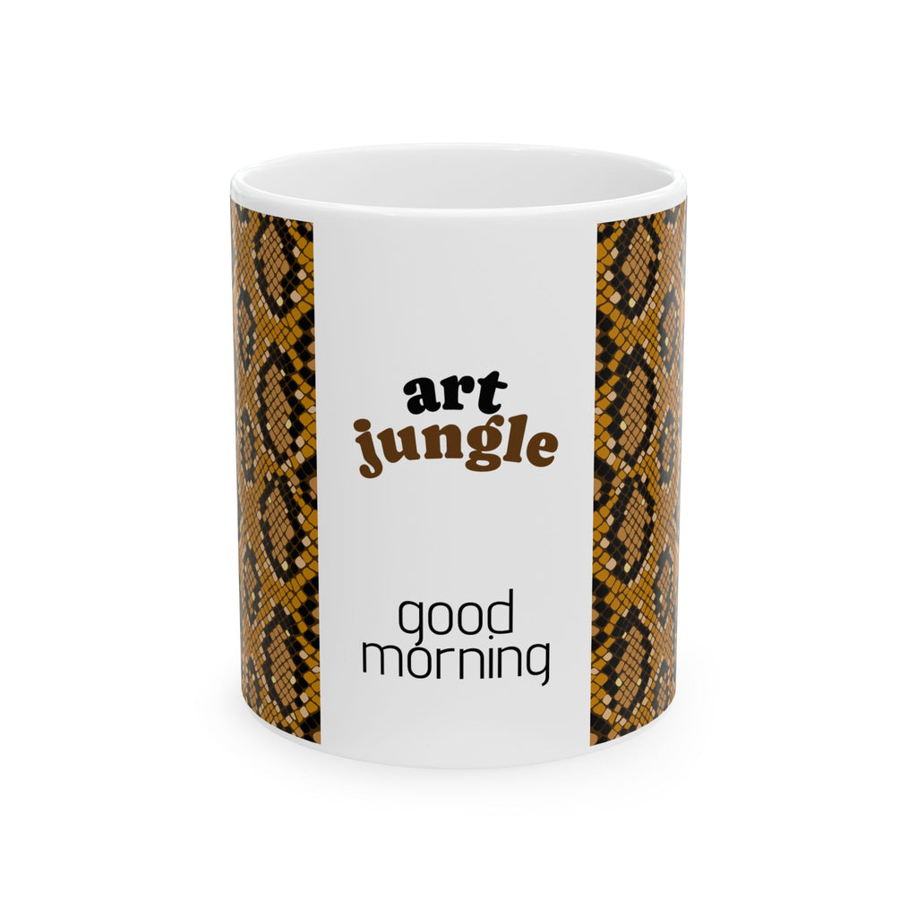 Taza de cerámica con estampado de serpiente para amantes del arte — Taza de café "Buenos días" (325 g/440 g)