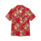 Red Floral Hawaiian Shirt - Vintage Tropical Button-Down
