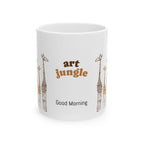 Taza de cerámica con diseño de jirafa de la jungla — "Buenos días" (325 ml, 430 ml)