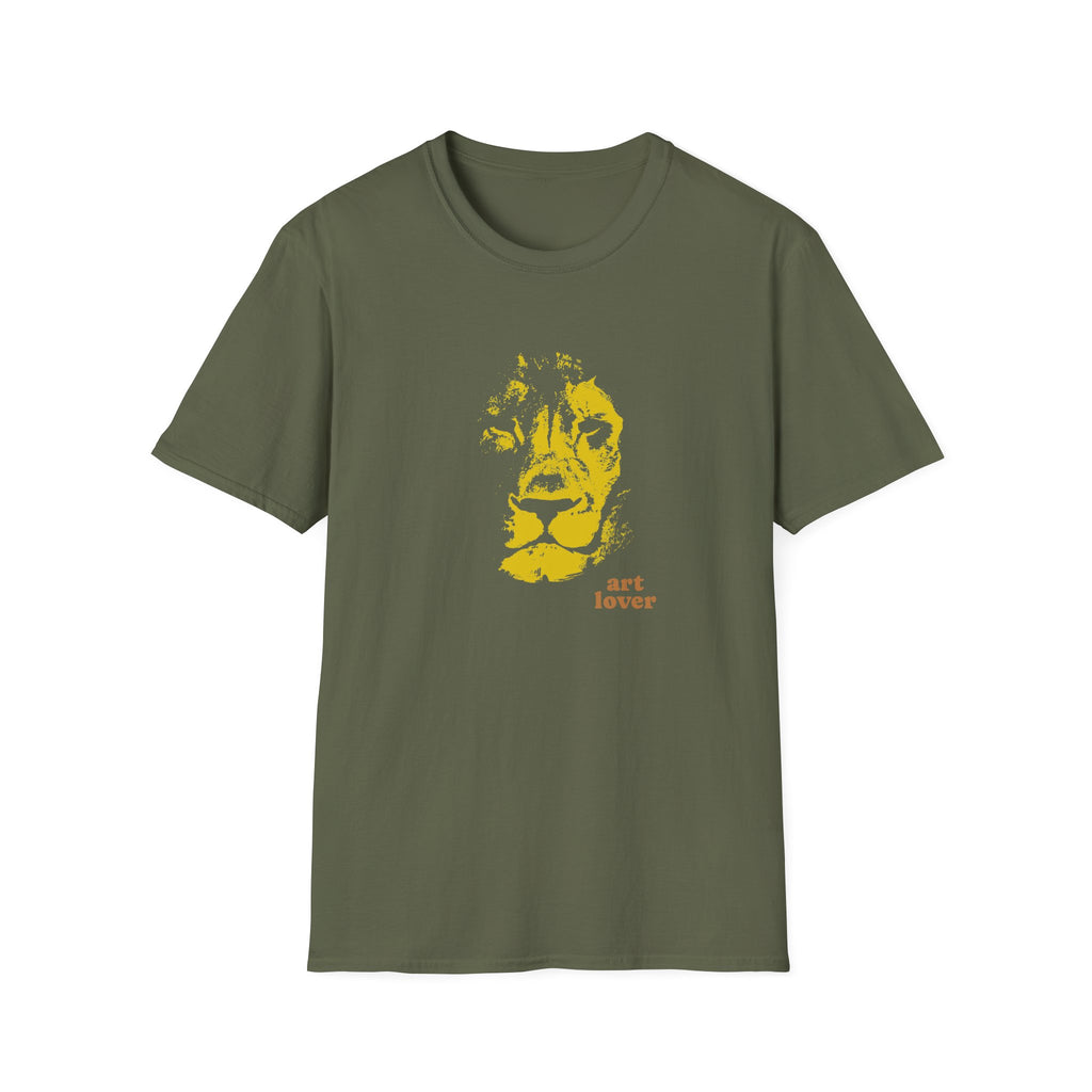 Lion Face Graphic T-Shirt — Bold Yellow Wildlife Tee 