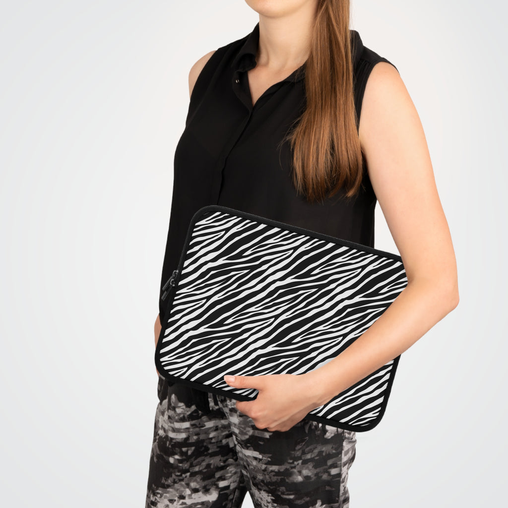 Zebra Print Laptop Sleeve – Black &amp; White Protective Case