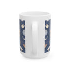 Taza de cerámica para amantes del arte: "Buenos días" con ilustración de luna y oso (325 g/440 g)