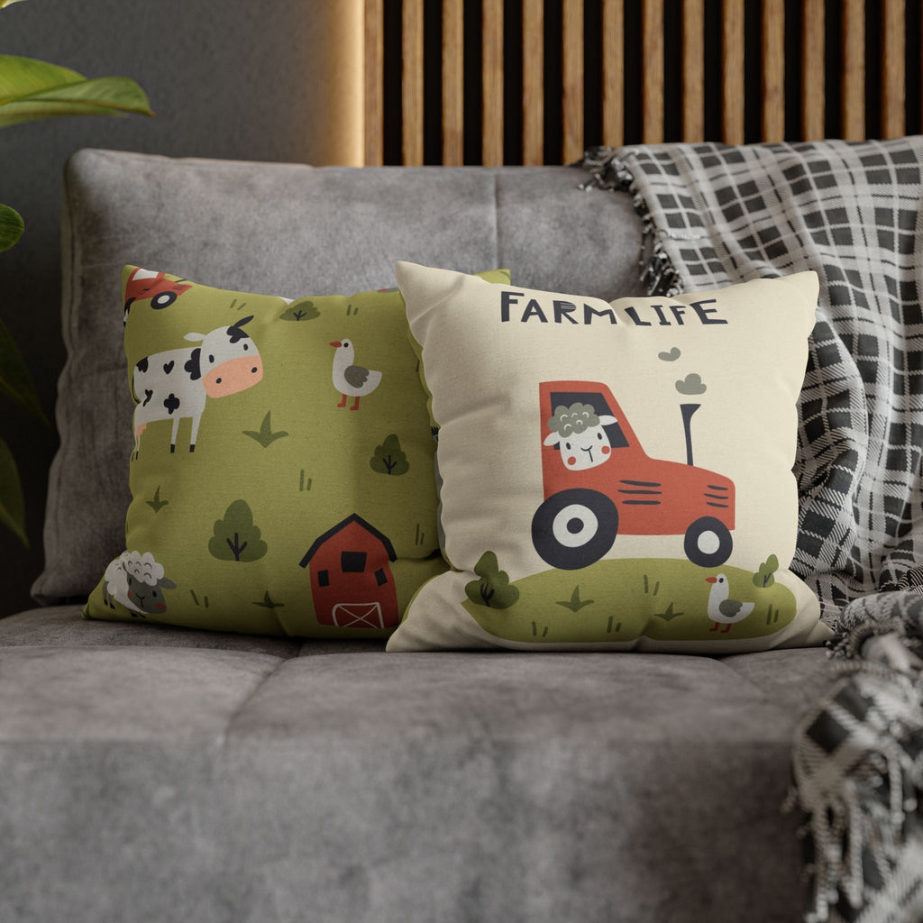 Farm Life Decorative Pillow – Cute Tractor Throw Pillowcase