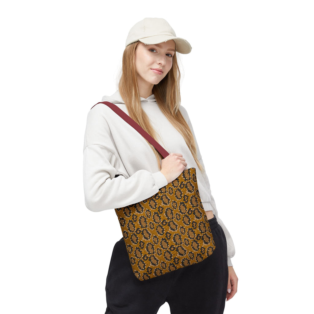 Bolso tote con estampado de serpiente — Bolso tote marrón con estampado integral de leopardo/serpiente