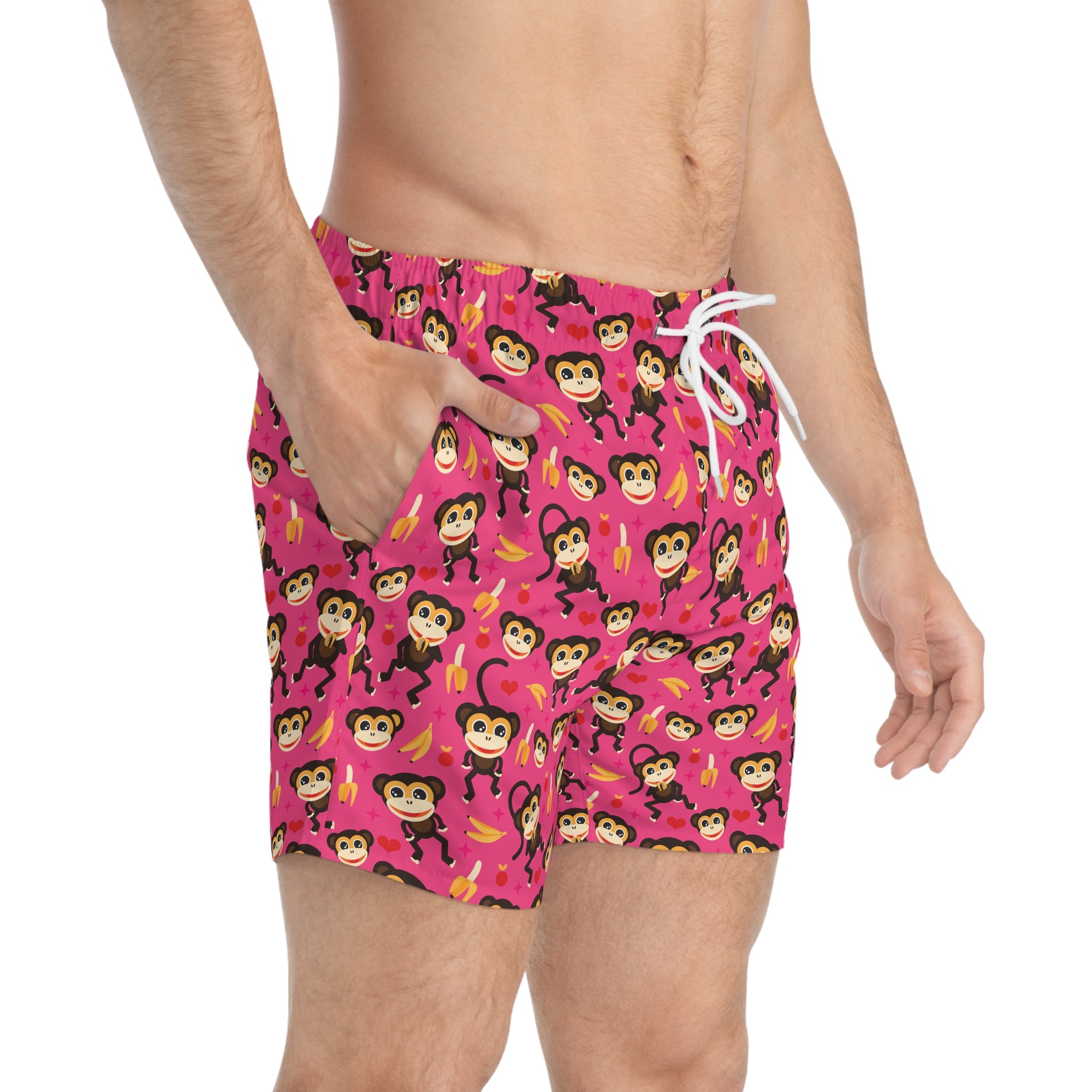 Monkey Banana Swim Trunks – Pink All-Over Print