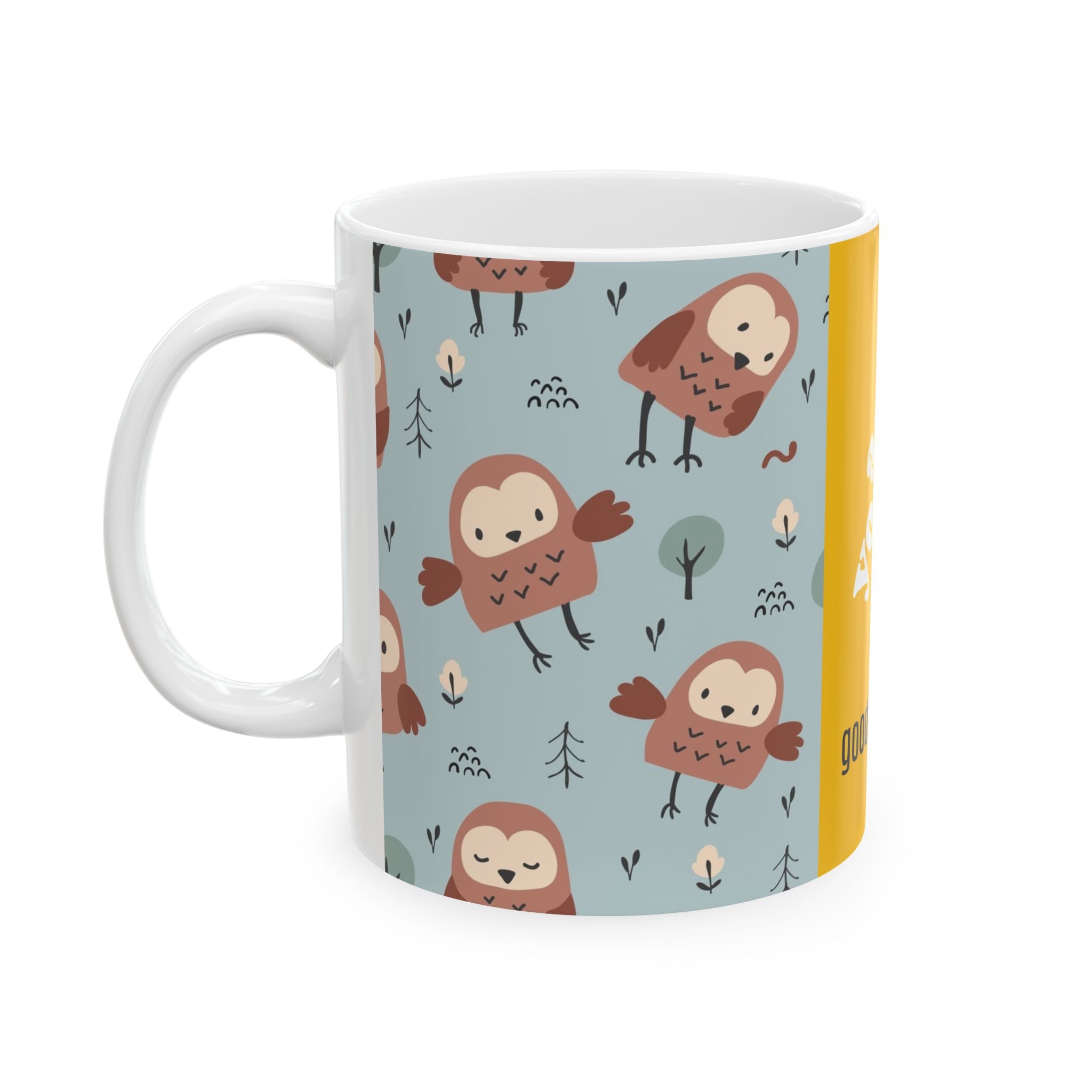 Whimsical Owl Ceramic Mug - Good Morning "Art for Kids"