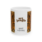 Art Jungle Tiger Stripe Ceramic Mug — "Good Morning" Coffee Cup (11oz &amp; 15oz)