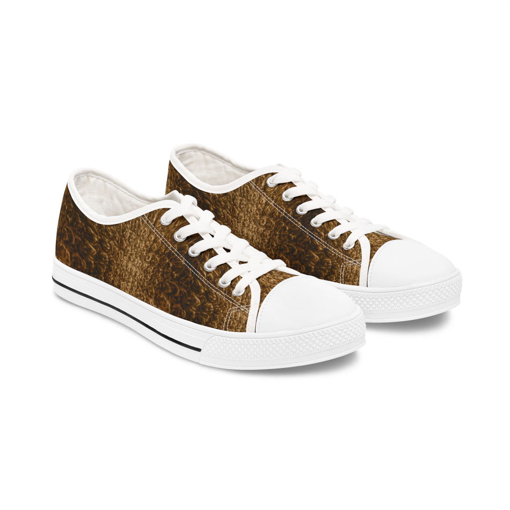 Brown Crocodile Women's Low Top Sneakers — Stylish Casual Shoes