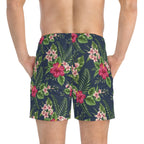 Bañador con estampado floral tropical para hombre — Estampado integral de hibisco azul marino 