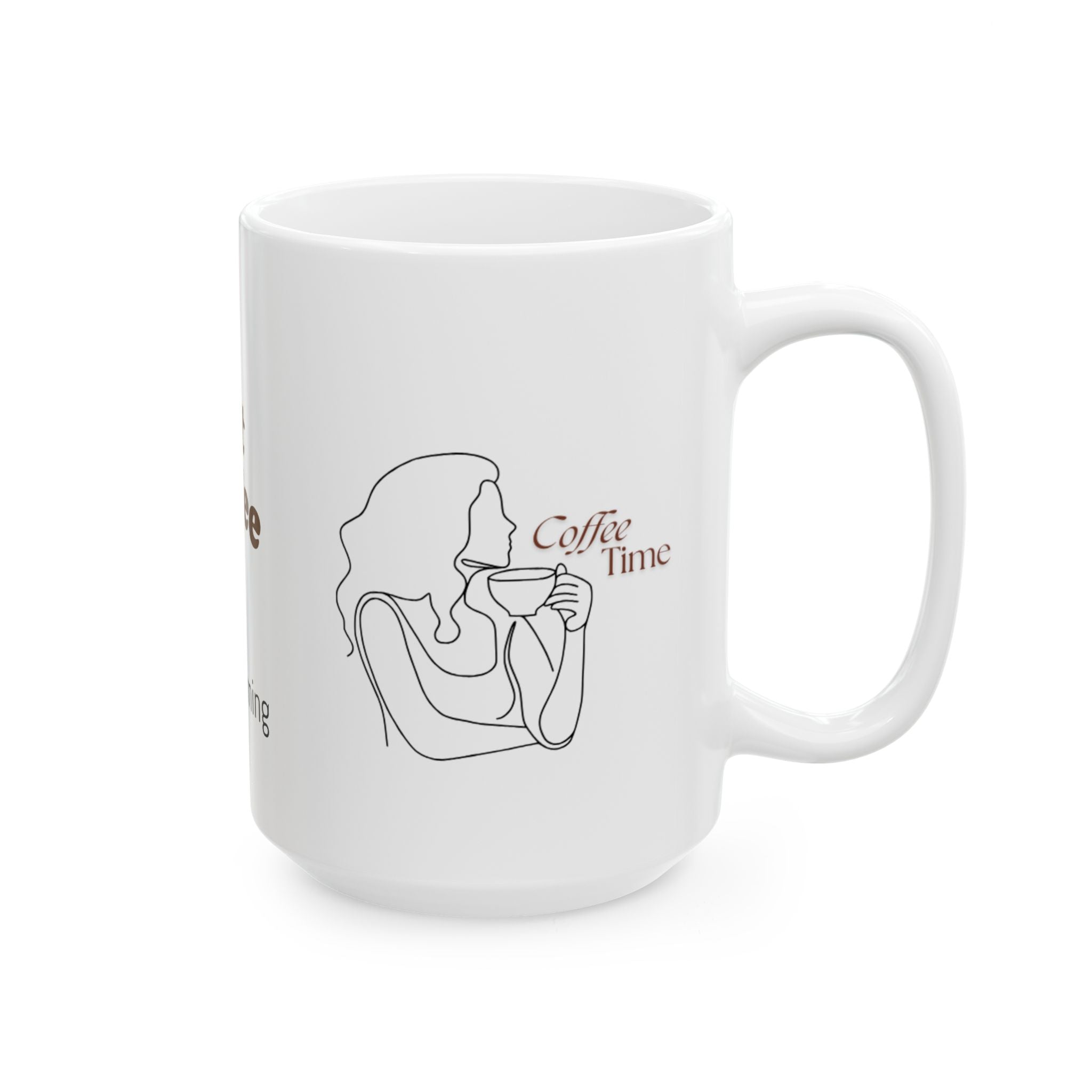 Taza de cerámica con diseño de arte lineal minimalista "Buenos días" (325 ml y 430 ml)