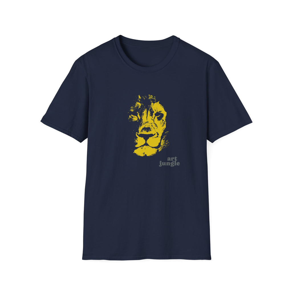 Lion Face Graphic T-Shirt — Bold Yellow Wildlife Tee 