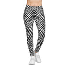 Zebra Print Leggings - Black &amp; White Animal Stripe Activewear 