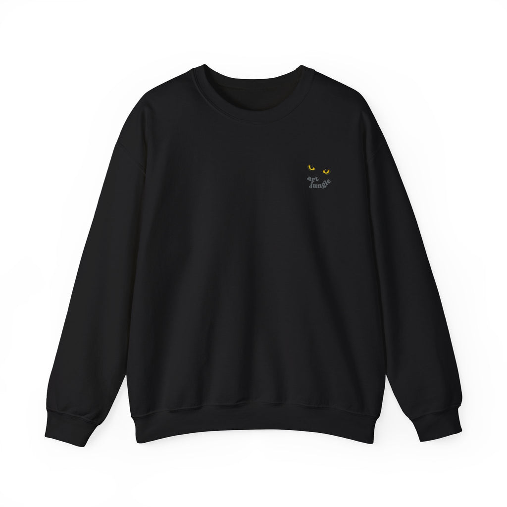 Crewneck Sweatshirt — Panther Eyes 'Too Tired' Minimal Graphic 