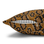 Snake Print Throw Pillowcase — Mustard Animal Print Square Pillow Cover