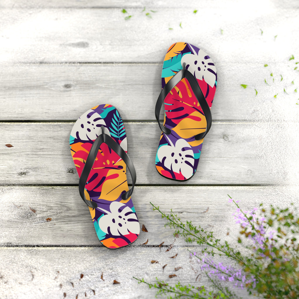 Tropical Leaf Flip Flops — Colorful Hawaiian Beach Sandals