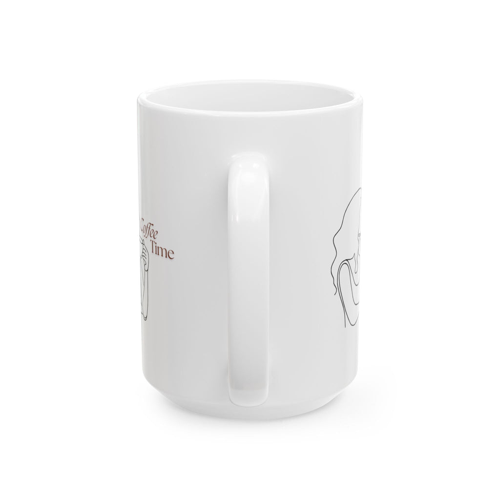 Taza de cerámica con diseño de arte lineal minimalista "Buenos días" (325 ml y 430 ml)