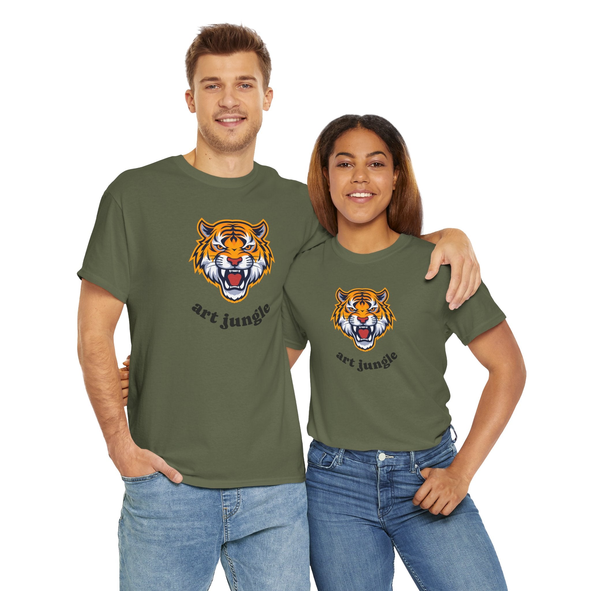 Tiger Head Tee Shirt - Unisex Heavy Cotton 