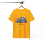 Seattle Skyline T-Shirt – Retro Cityscape Tee with 'Seattle' Text 