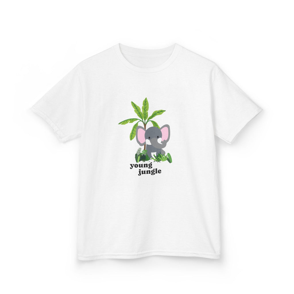 Camiseta infantil con el gráfico "Young Jungle" de un elefante adorable 