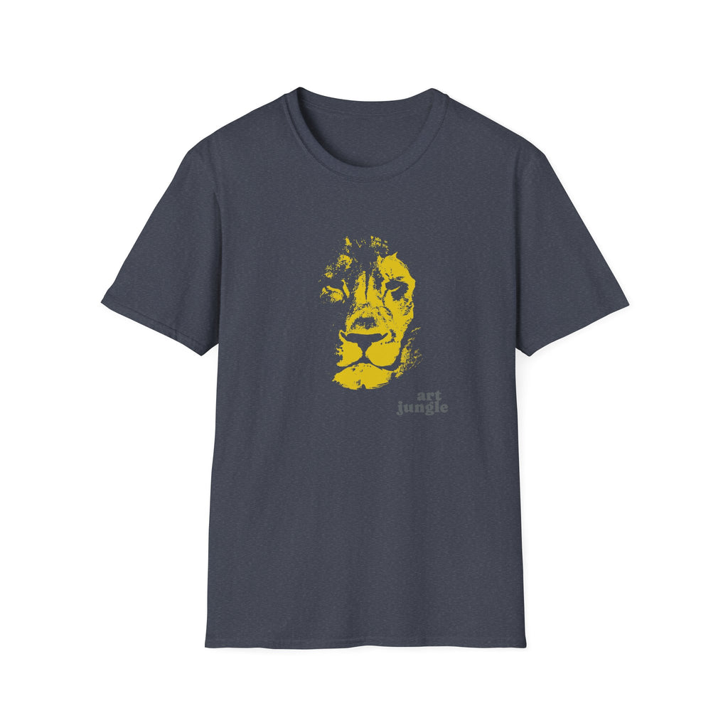 Lion Face Graphic T-Shirt — Bold Yellow Wildlife Tee 