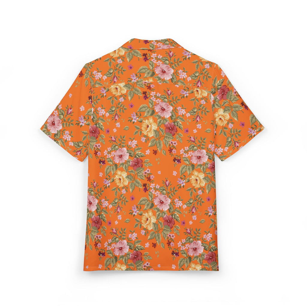 Orange Floral Hawaiian Shirt — Tropical Vacation Button-Down 