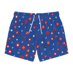Patriotic Stars & Dots Swim Trunks — Red, White & Blue Summer Beach Shorts