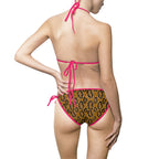 Snake Print Triangle Bikini — Women's Tie-Side Swimsuit 