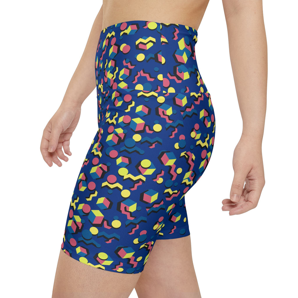 Colorful Women's Workout Shorts, Funky Activewear, Gym Shorts, Fitness Apparel. 