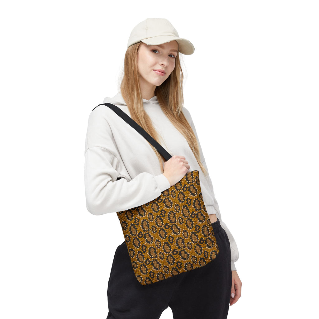 Bolso tote con estampado de serpiente — Bolso tote marrón con estampado integral de leopardo/serpiente