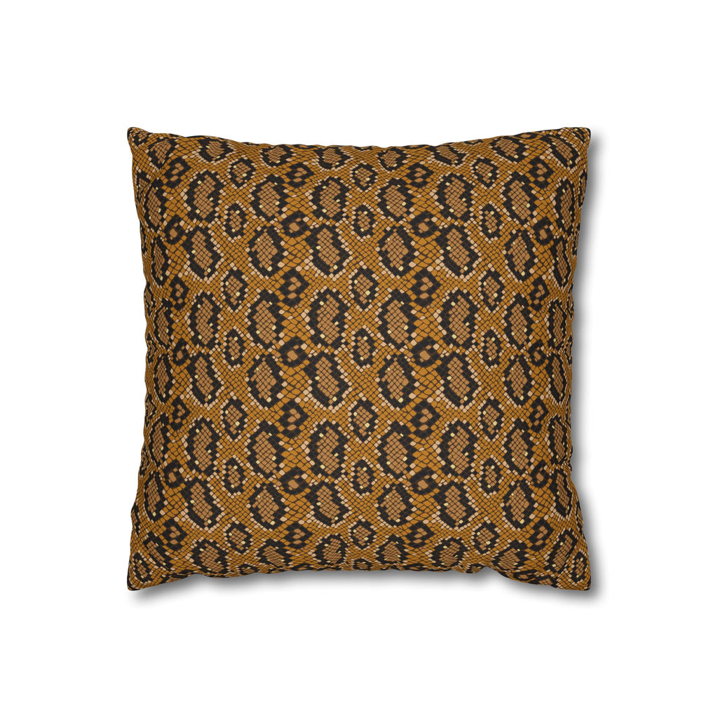 Snake Print Throw Pillowcase — Mustard Animal Print Square Pillow Cover