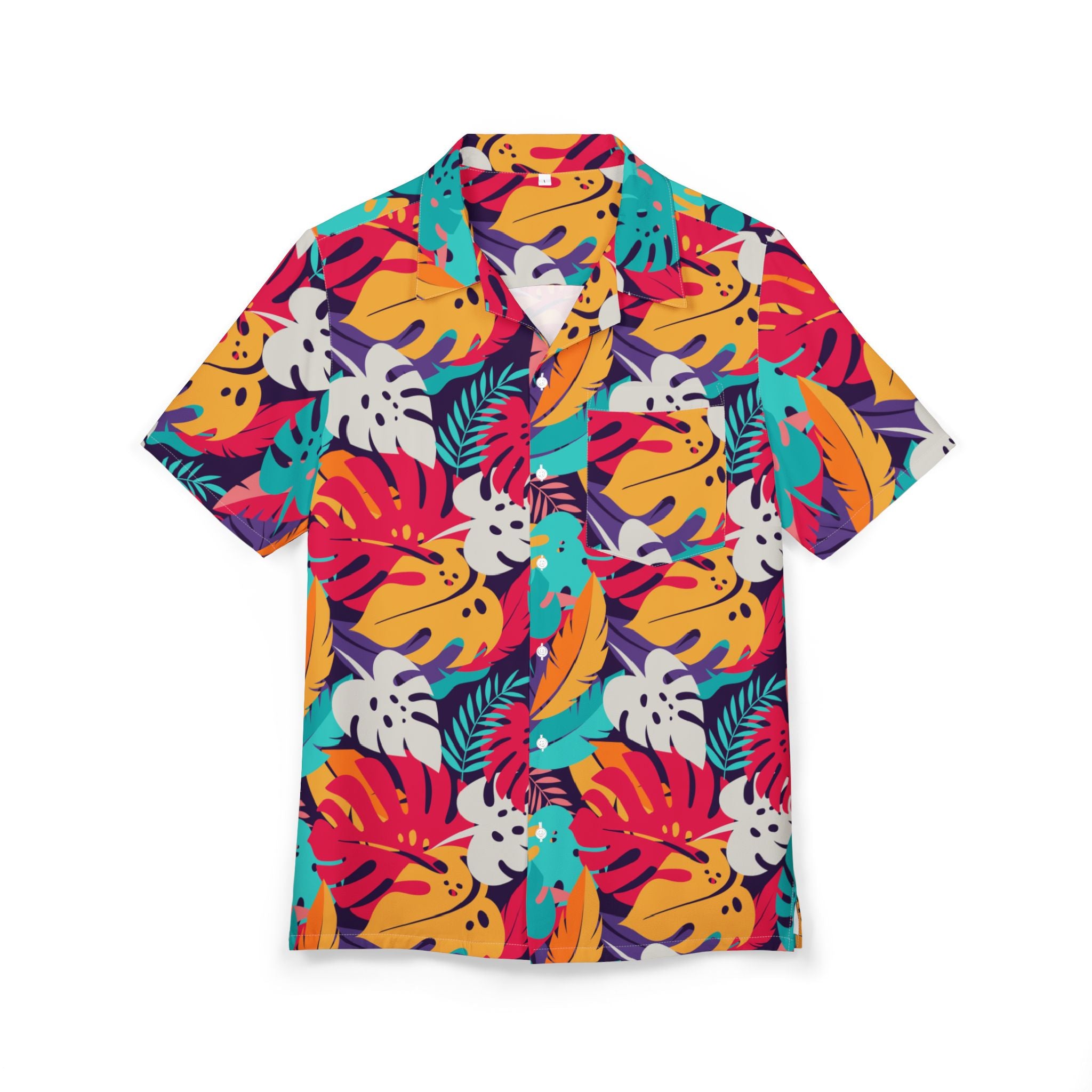 Tropical Leaf Hawaiian Shirt - Colorful Monstera Aloha Button-Down 