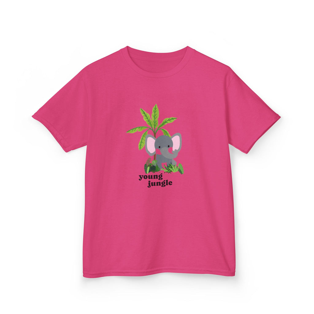Camiseta infantil con el gráfico "Young Jungle" de un elefante adorable 