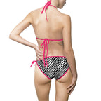 Zebra Print Triangle Bikini — Women's Tie-Side Swimwear